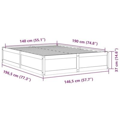Bedframe zonder matras massief grenenhout wit 140x190 cm Bedframe zonder matras massief grenenhout wit 140x190 cm