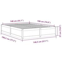 Bedframe zonder matras massief grenenhout wit 140x190 cm - thumbnail