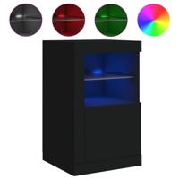 Bijzetkastjes met LED-verlichting 2 st bewerkt hout zwart - thumbnail