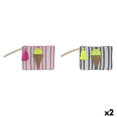Toilettas Home ESPRIT Blauw Multicolour Roze (2 Stuks)
