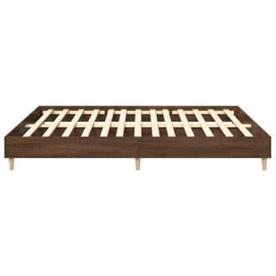 Bedframe zonder matras bewerkt hout bruin eikenkleur 160x200 cm Bedframe zonder matras bewerkt hout bruin eikenkleur 160x200 cm