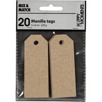 Creativ Company Manilla-labels, afm 3x8 cm, 220 gr, naturel, 20 stuk/ 1 doos - thumbnail