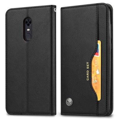 Knead huidtextuur horizontaal Flip lederen case voor OnePlus 6T met foto frame & houder & kaartsleuven & portemonnee (zwart)