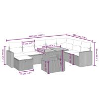 9-delige Loungeset met kussens poly rattan zwart - thumbnail