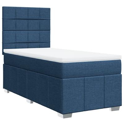 Boxspring met matras stof blauw 90x190 cm - thumbnail