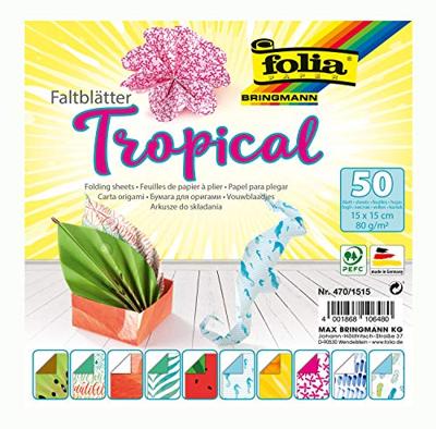 Vouwblaadjes folia 80gr 15x15cm 50v 2z tropical