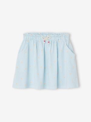 Meisjesrok met print blauw, gestreept