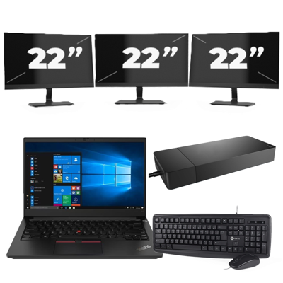 Lenovo ThinkPad E14 Gen 3 - AMD Ryzen 3 5300U - 14 inch - 16GB RAM - 256GB SSD - Windows 11 Home + 3x 22 inch Monitor Lenovo ThinkPad E14 Gen 3 - AMD Ryzen 3 5300U - 14 inch - 16GB RAM - 256GB SSD - Windows 11 Home + 3x 22 inch Monitor