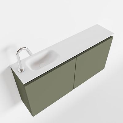 MONDIAZ TURE 100cm toiletmeubel army. EDEN wastafel talc links 1 kraangat