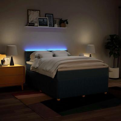 Boxspring met matras stof blauw 140x190 cm - thumbnail
