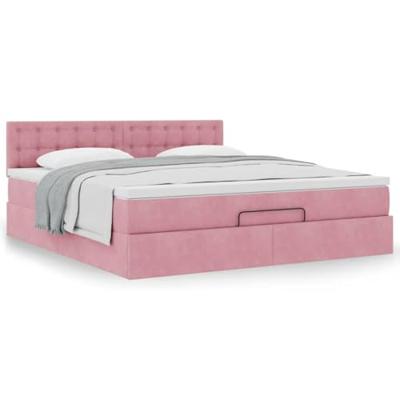 Ottoman bed met matras 180x200 cm fluweel roze