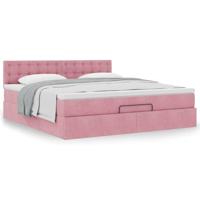 Ottoman bed met matras 180x200 cm fluweel roze - thumbnail