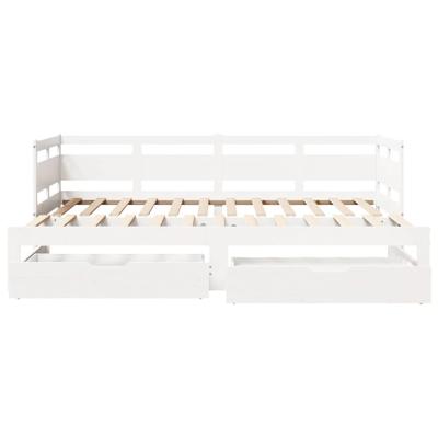 Slaapbank met onderschuifbed/lades zonder matras 90x200 cm wit