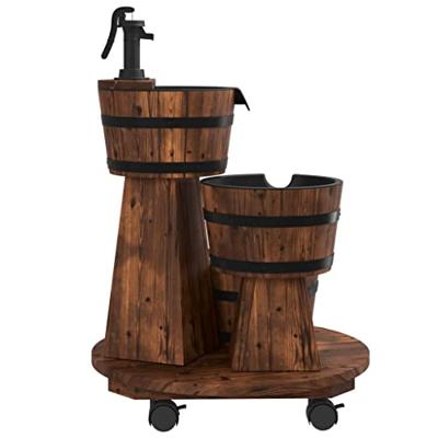 VidaXL Waterfontein met pomp en wieltjes 55x55x80 cm massief vurenhout