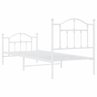 Bedframe met hoofd- en voeteneinde metaal wit 90x190 cm - thumbnail