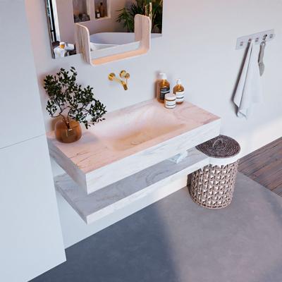 MONDIAZ ALAN-DLUX 90cm planchet Ostra. Vrijhangende wastafel CLOUD midden zonder kraangat, kleur Ostra.