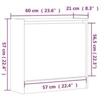 Schoenenkast 60x21x57 cm bewerkt hout zwart - thumbnail