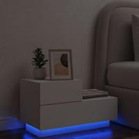 Nachtkastje met LED-verlichting 70x36x40,5 cm wit - thumbnail