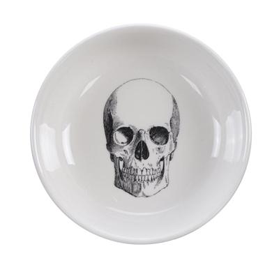Witte keramische kom - Skull Design - 11 x 3 cm