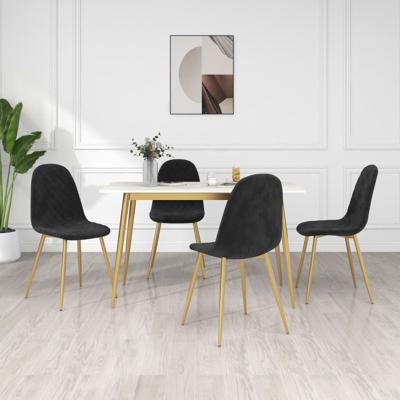 Eetkamerstoelen 4 st fluweel zwart