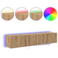 Tv-wandmeubels 2 st met LED 80x35x31 cm artisanaal eiken - thumbnail