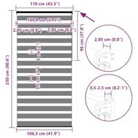 VidaXL Zebra rolgordijn 110x230 cm stofbreedte 105,9cm polyester bruin - thumbnail