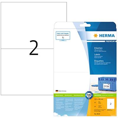 Etiket HERMA 8636 210x148mm A4 premium wit 20stuks