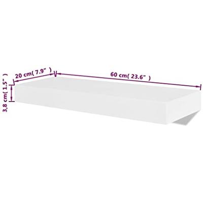 Wandplanken zwevend voor boeken/dvd's MDF wit 2 st