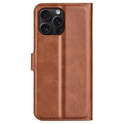 Casecentive Leren Wallet case met sluiting iPhone 16 Pro tan