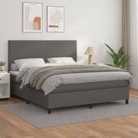 Boxspring met matras kunstleer grijs 200x200 cm - thumbnail