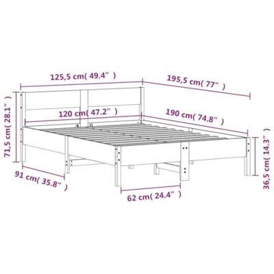 Bedframe zonder matras massief grenenhout wit 120x190 cm Bedframe zonder matras massief grenenhout wit 120x190 cm