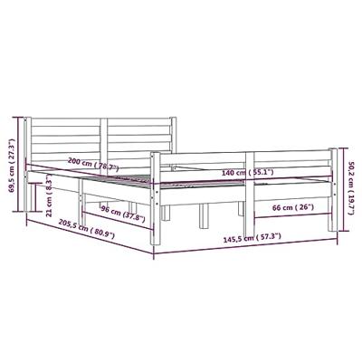 Bedframe massief hout wit 140x200 cm