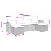 6-delige Loungeset met kussens poly rattan bruin - thumbnail