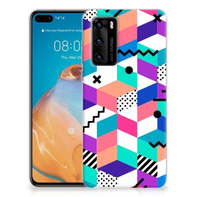Huawei P40 | TPU Hoesje | Blokken Kleurrijk Huawei P40 | TPU Hoesje | Blokken Kleurrijk