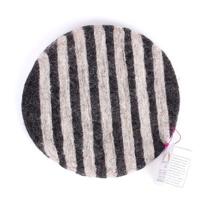 Vilten Onderzetter Strepen Donkergrijs (Rond) - thumbnail