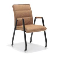 Armstoel Carmen Wielen Cognac - Set van 4 - thumbnail