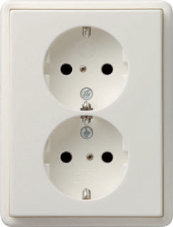 Gira wandcontactdoos 2-voudig met randaarde en kinderbeveiliging zuiverwit