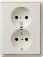 Gira wandcontactdoos 2-voudig met randaarde en kinderbeveiliging zuiverwit - thumbnail