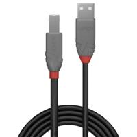LINDY 36671 USB-kabel USB 2.0 USB-A stekker, USB-B stekker 0.50 m Zwart, Grijs - thumbnail