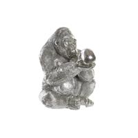 Decoratieve figuren DKD Home Decor Zilverkleurig Koloniaal Gorilla 38,5 x 33 x 43,5 cm - thumbnail