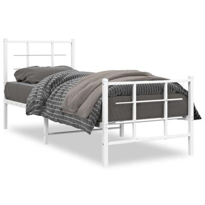 Bedframe met hoofd- en voeteneinde metaal wit 75x190 cm Bedframe met hoofd- en voeteneinde metaal wit 75x190 cm