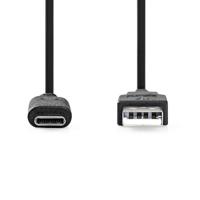 Nedis USB-Kabel | USB 3.2 Gen 2 | USB-A Male | USB-C™ Male | 60 W | 10 Gbps | Vernikkeld | 1.00 m | Rond | PVC | Zwart | Label - CCGL61650BK10 - thumbnail