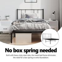 Bedframe met hoofdbord metaal zwart 100x190 cm - thumbnail