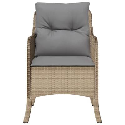 Tuinstoelen 2 st met kussens poly rattan gemengd beige - thumbnail