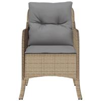 Tuinstoelen 2 st met kussens poly rattan gemengd beige - thumbnail