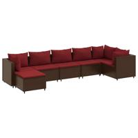 8-delige Loungeset met kussens poly rattan bruin - thumbnail