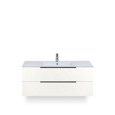 Seville Badmeubelset 120 cm - 2 laden Wit Hoogglans Edge greep - Wastafel Enjoy Enkel