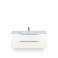 Seville Badmeubelset 120 cm - 2 laden Wit Hoogglans Edge greep - Wastafel Enjoy Enkel - thumbnail