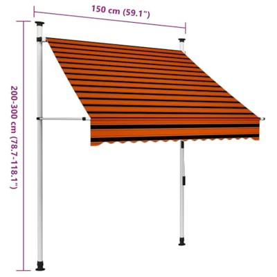 VidaXL Luifel handmatig uittrekbaar 150 cm oranje en bruin VidaXL Luifel handmatig uittrekbaar 150 cm oranje en bruin
