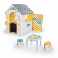 Dolu Tuin Speelhuis + Accessoires + Tafel en 2 Stoelen Wit/Grijs 140x127x107.5 cm - thumbnail